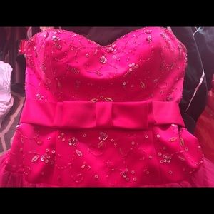 Pink strapless prom dress